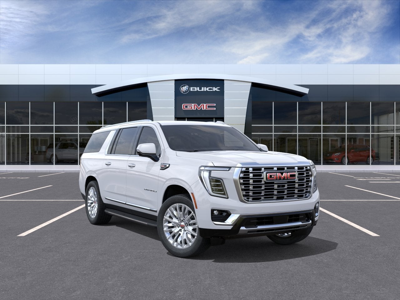 2026 GMC Yukon XL Denali in Summit White — front three-quarter view