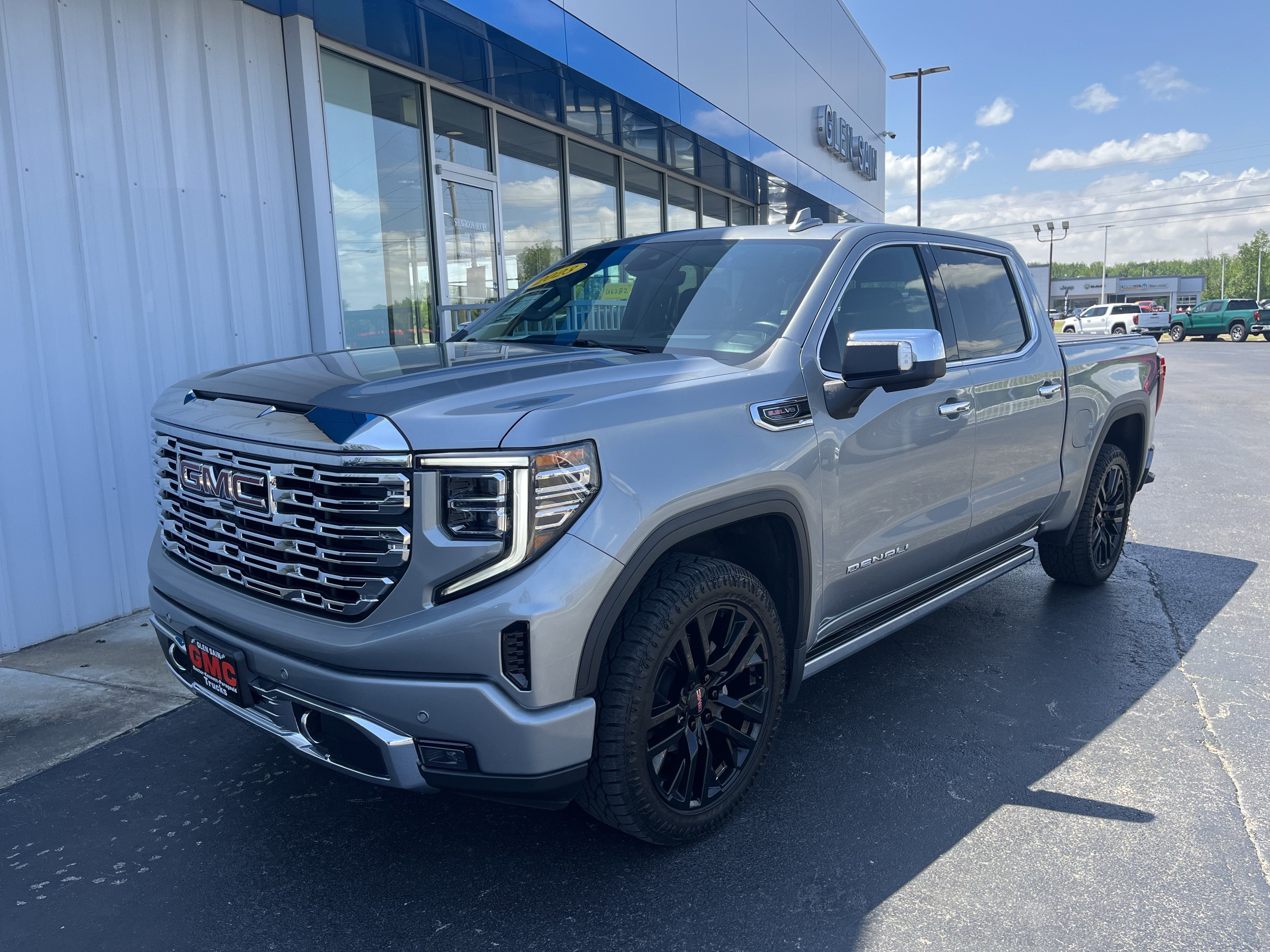 2023 GMC Sierra 1500 Denali in Sterling Metallic — front three-quarter view