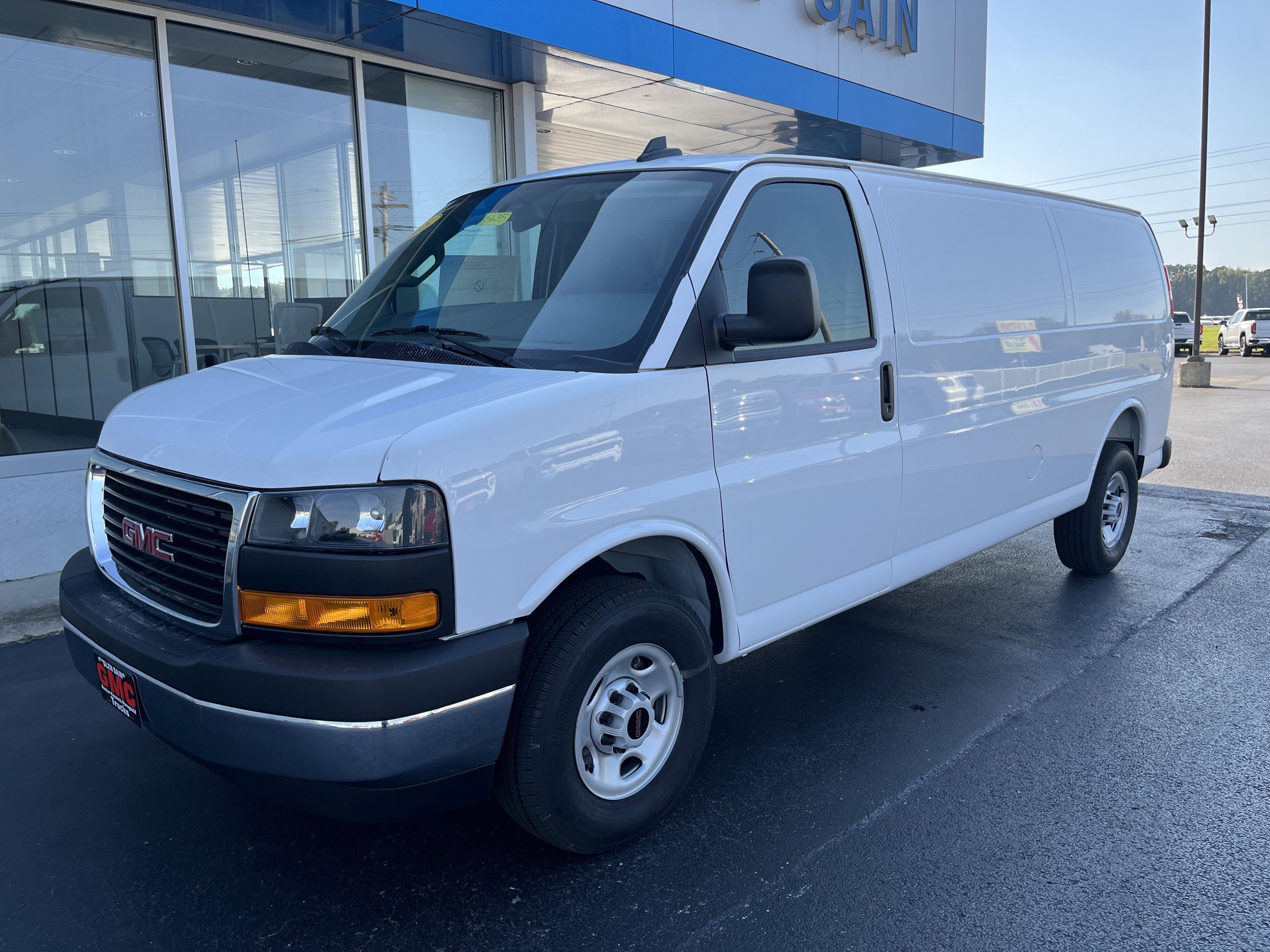 2025 GMC Savana Cargo Work Van in Summit White — front three-quarter view