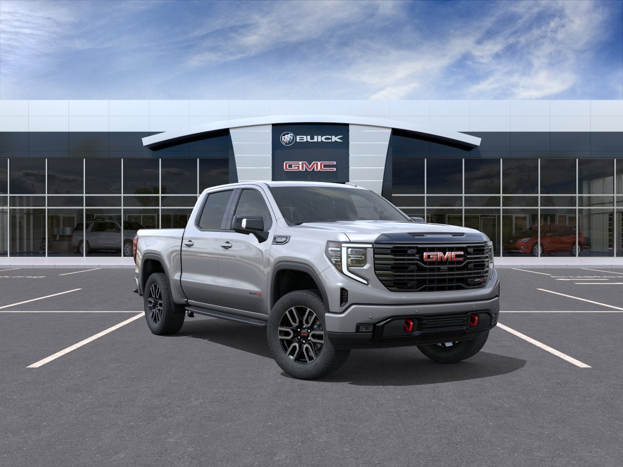 2026 GMC Sierra 1500 AT4 in Sterling Metallic — front three-quarter view