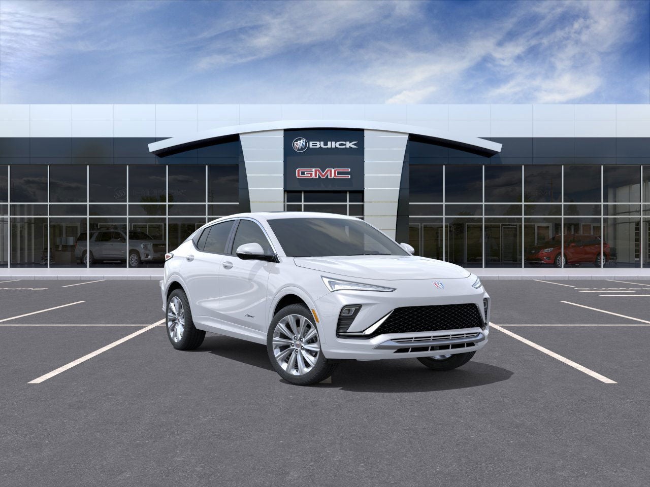 2026 Buick Envista Avenir in White Frost Tricoat — front three-quarter view