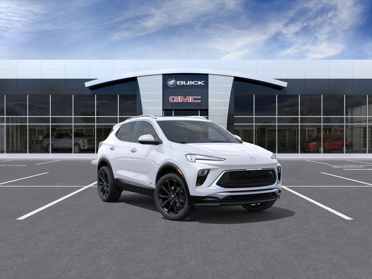 2026 Buick Encore GX Sport Touring in Summit White — front three-quarter view